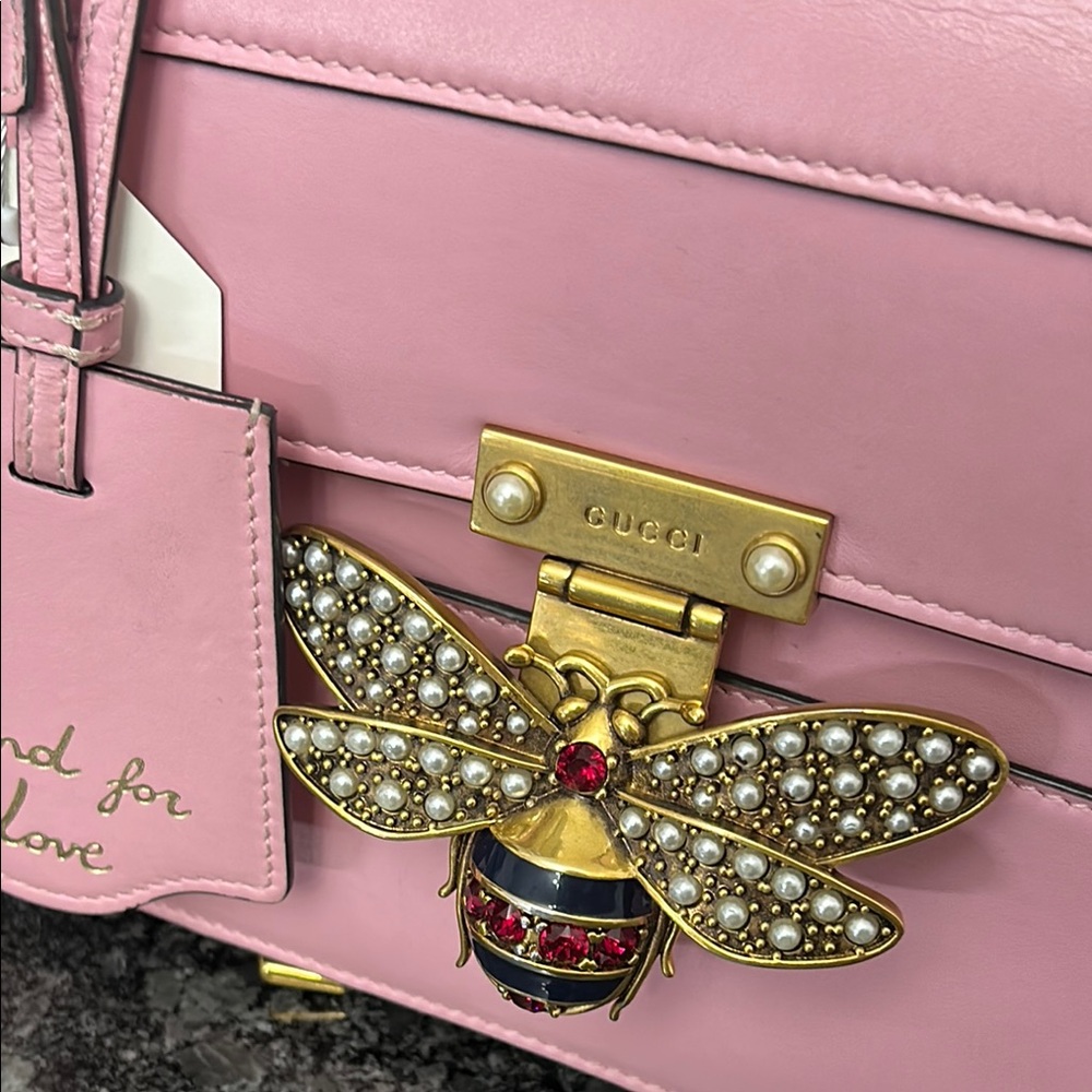 . GUCCI Queen Margaret Pink Bee Lea Satchel; - Picture 8 of 15